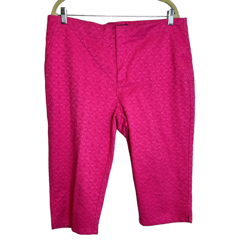 NYDJ Womens Skimmer Capri Pants Size 14 Pink Textured Lift x Tuck Technology